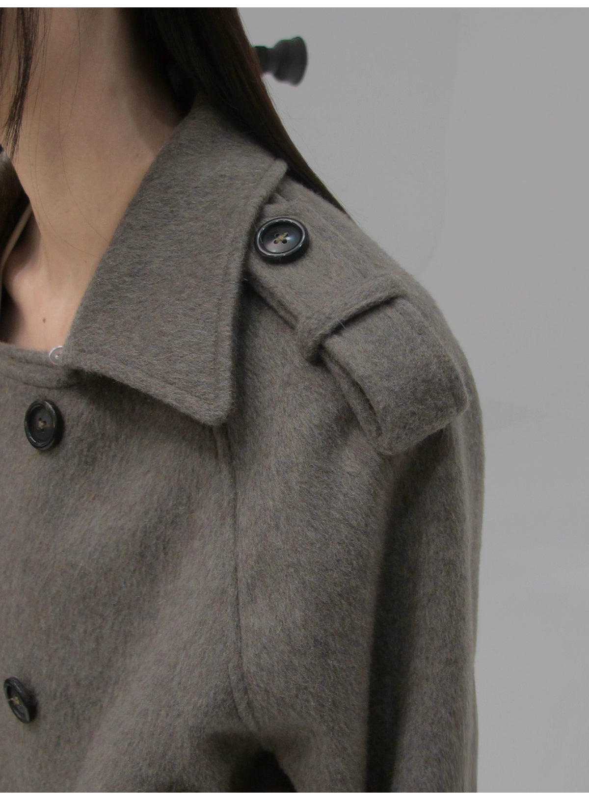 JCAESAR WOMEN Removable Fur Collar Double-breasted Short Woolen Coat