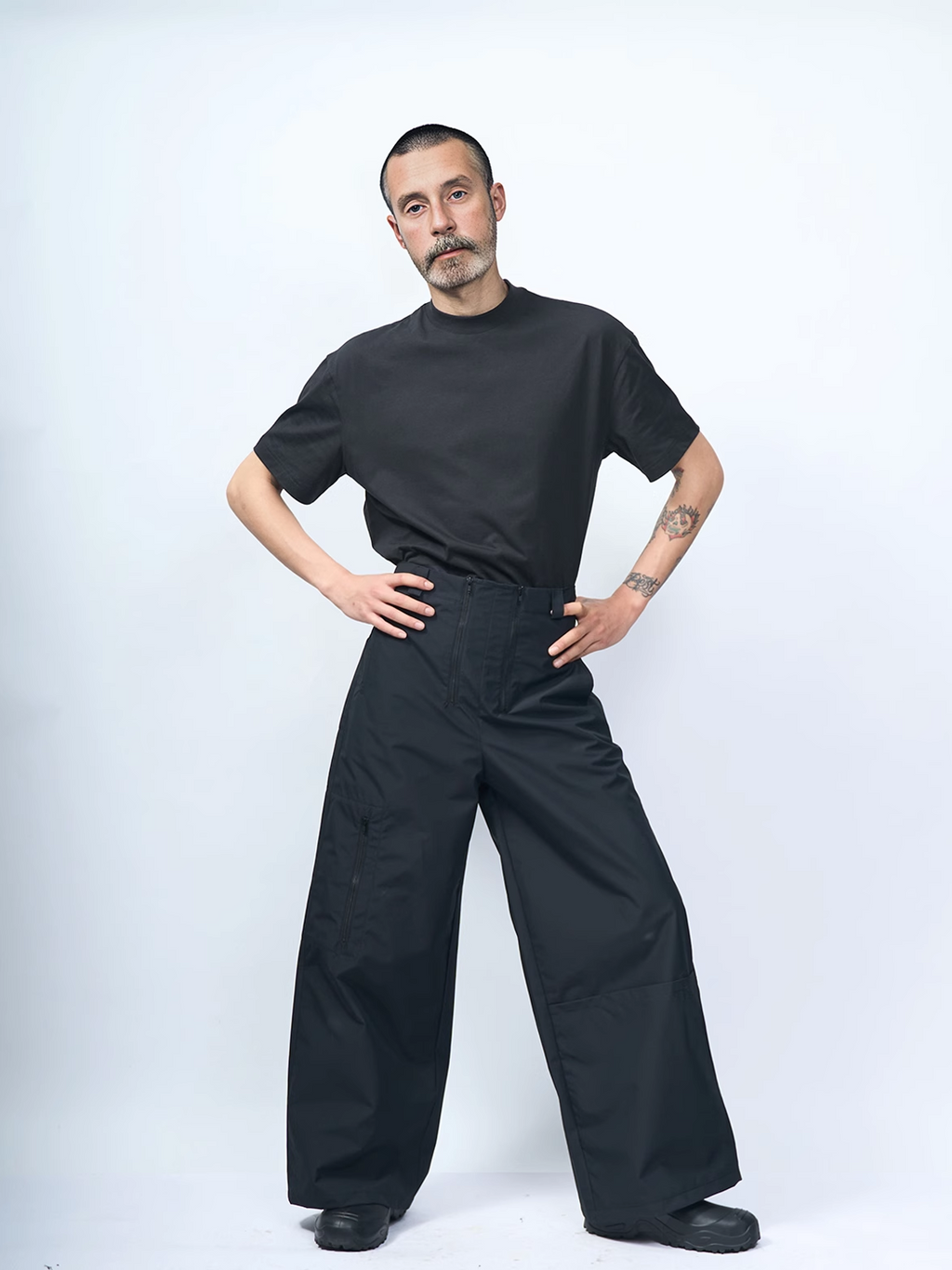 ETHEREAL PRODUCTION Double Zipper Deconstruction Loose Pocket Paratrooper Pants