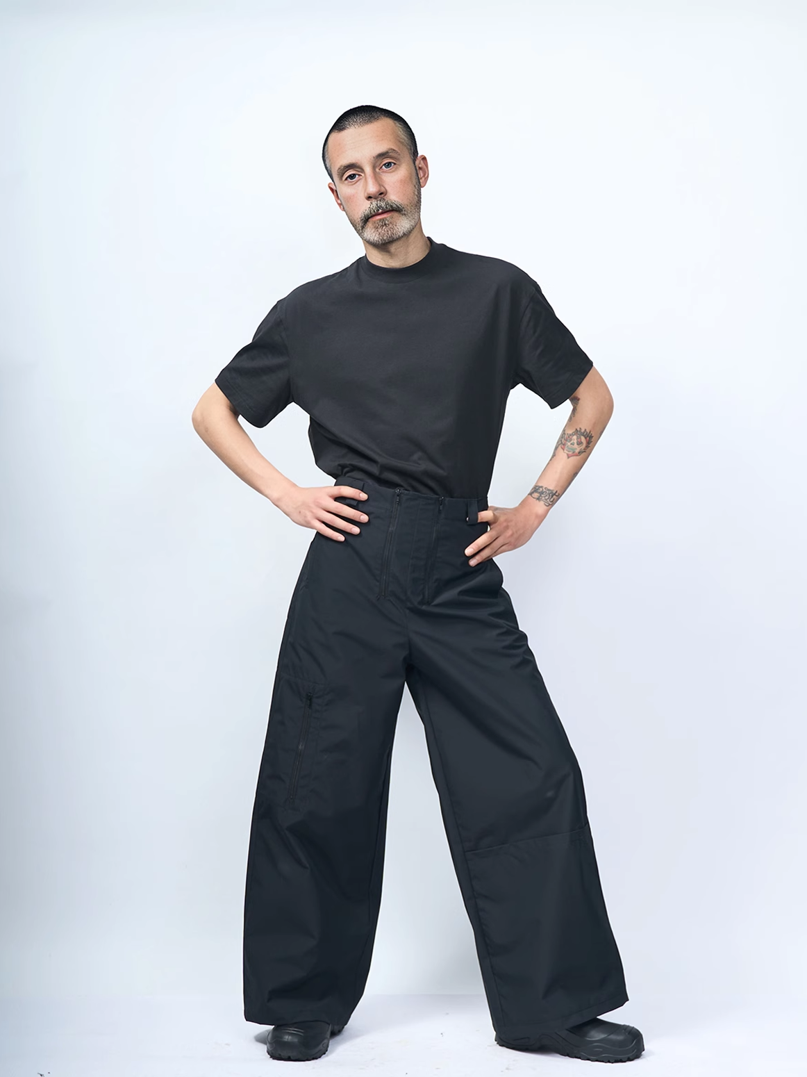 ETHEREAL PRODUCTION Double Zipper Deconstruction Loose Pocket Paratrooper Pants