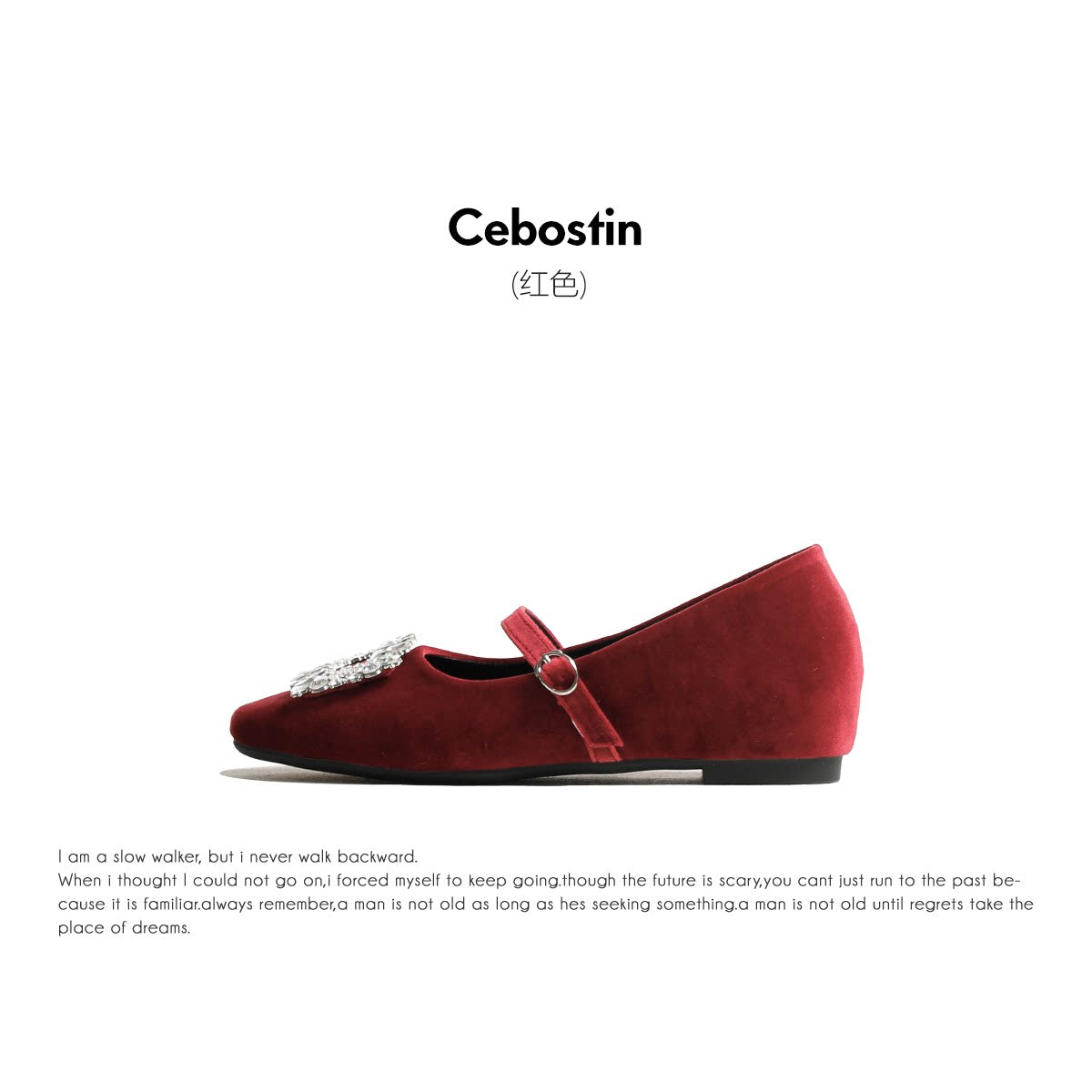 Cebostin Square Head Rhinestone Heightening Shallow Mouth Single Shoe