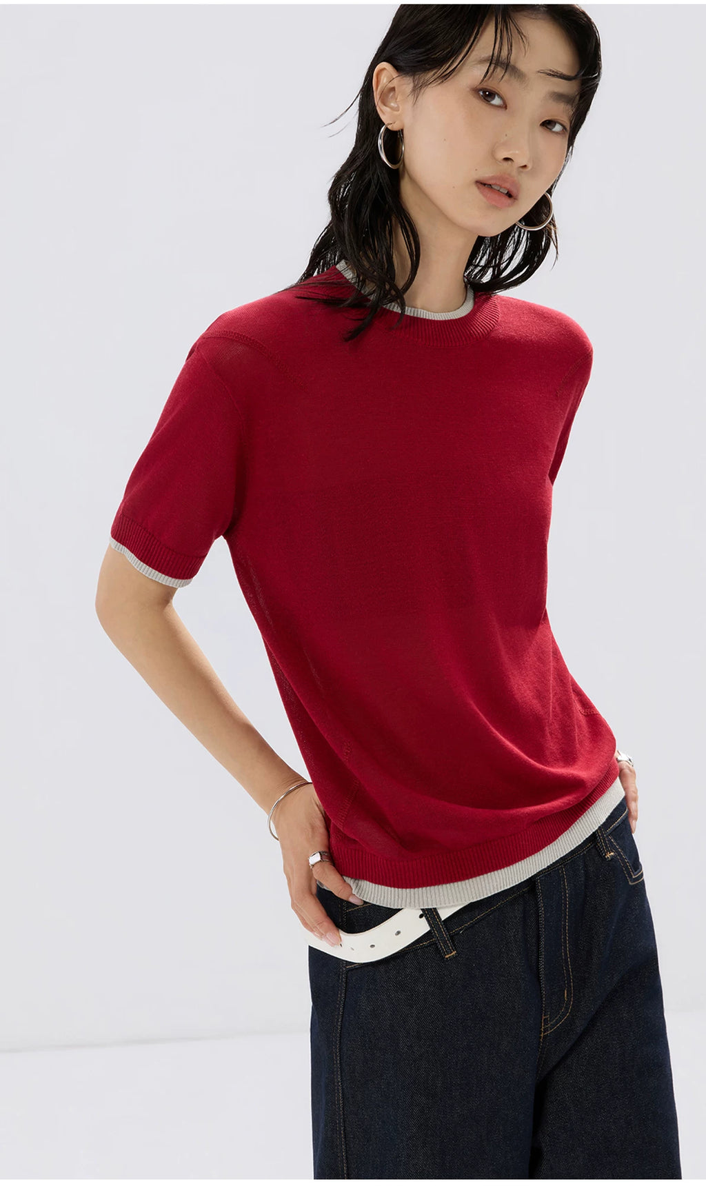 Sameuoo Versatile Casual Knit Tee