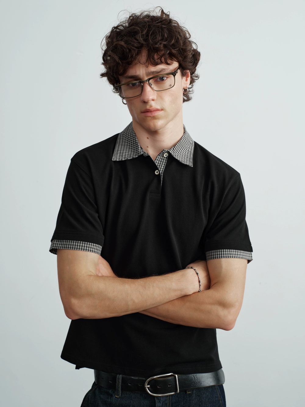 VLABMADE Plaid Neck Polo Shirt