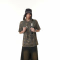 BTSG  boxy washed old sticker embroidery camouflage tee