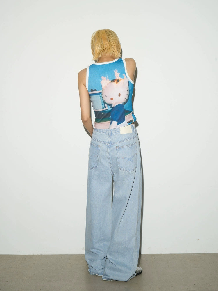 MICHINNYON Dopamine Print Sling Sleeveless Vest