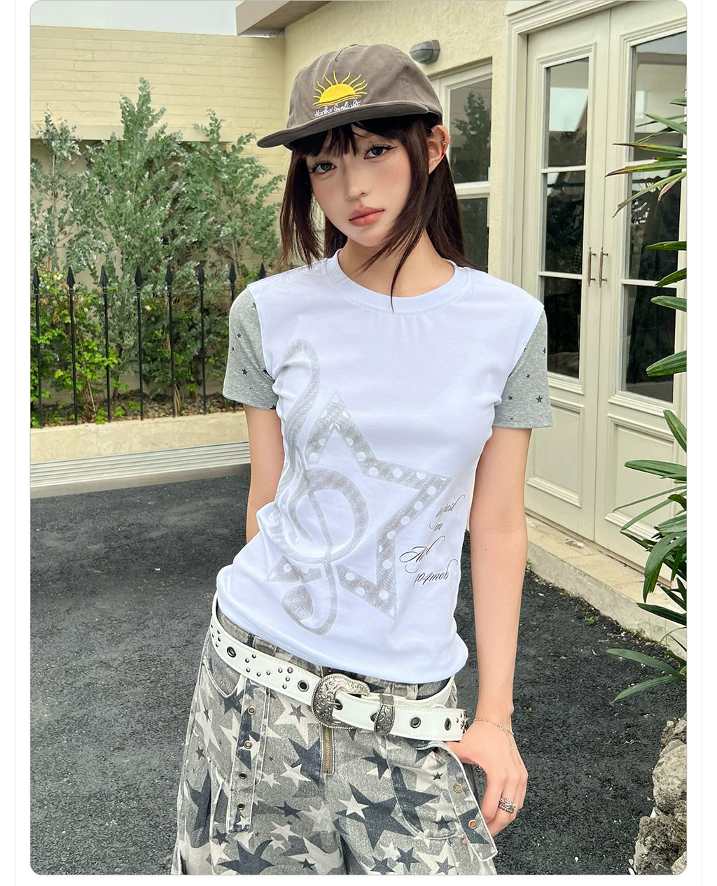 404MOB Versatile Sweet Music Note Print Thin Tee