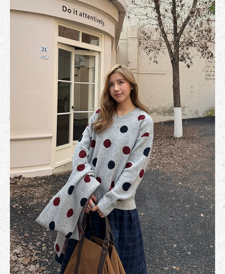 CCYE Polka Dot Lazy Wind with Scarf Sweater