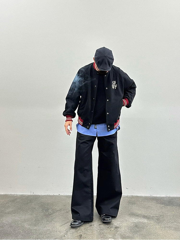 SUPERTOFU Patch Embroidery Contrast Cardigan Sweater