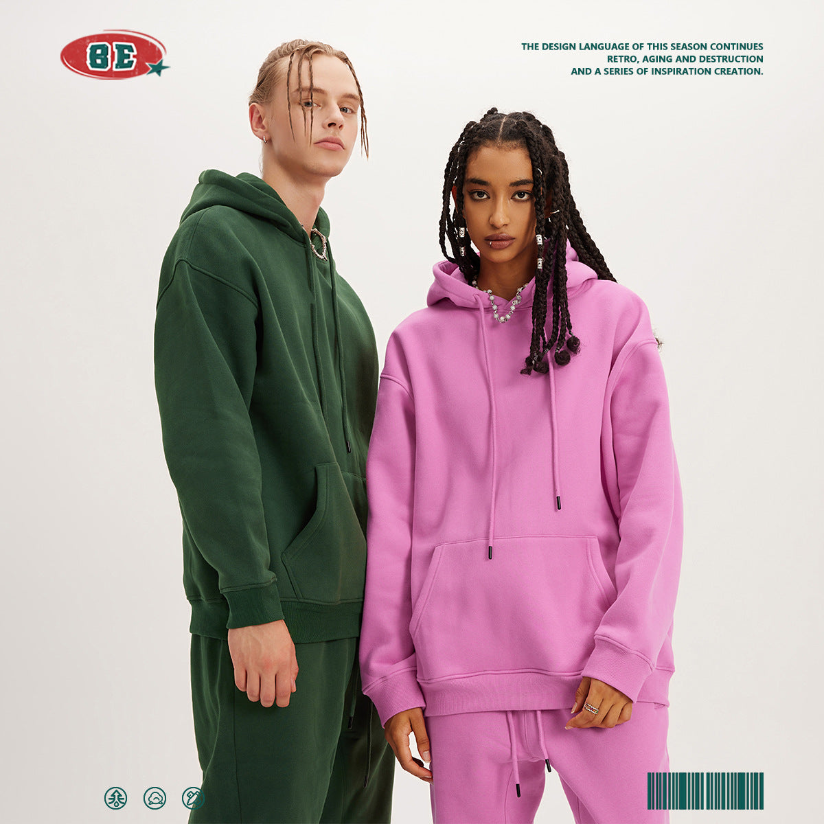 *BEST SELLING* BE 345g Loose Fit fleece hoodie (17-32)