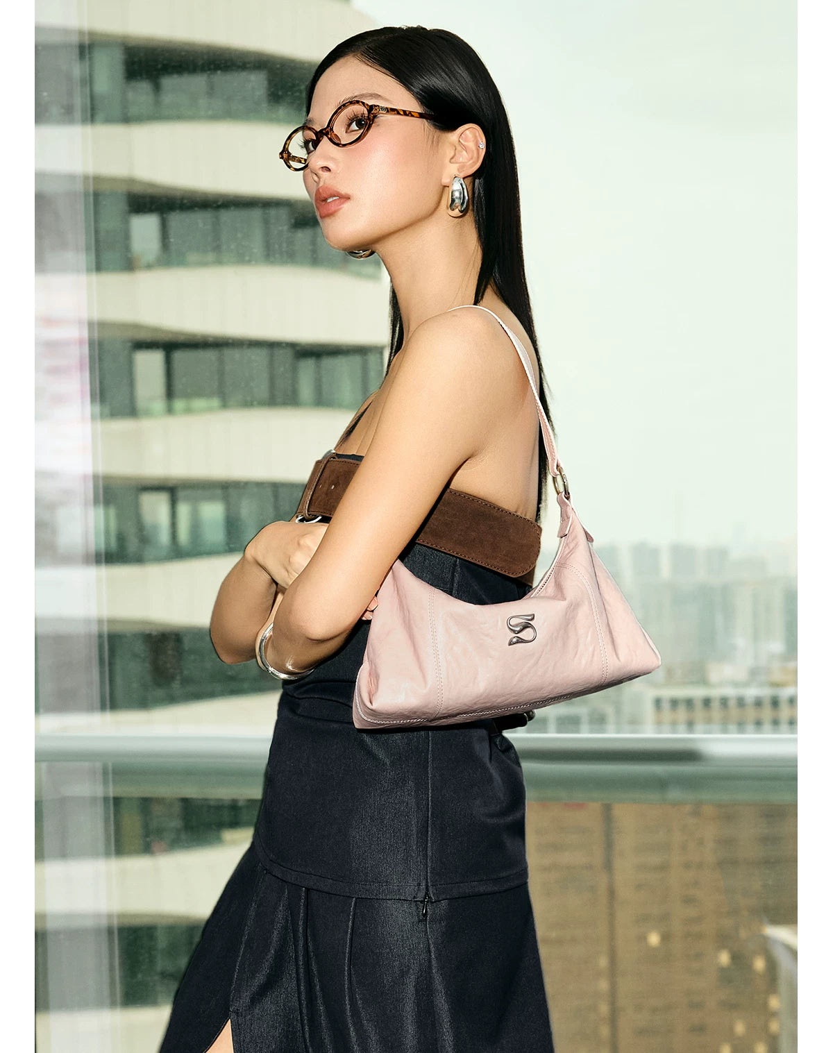 SmoSmos Niche Scratch Wrinkled Underarm Casual Messenger Shoulder Bag