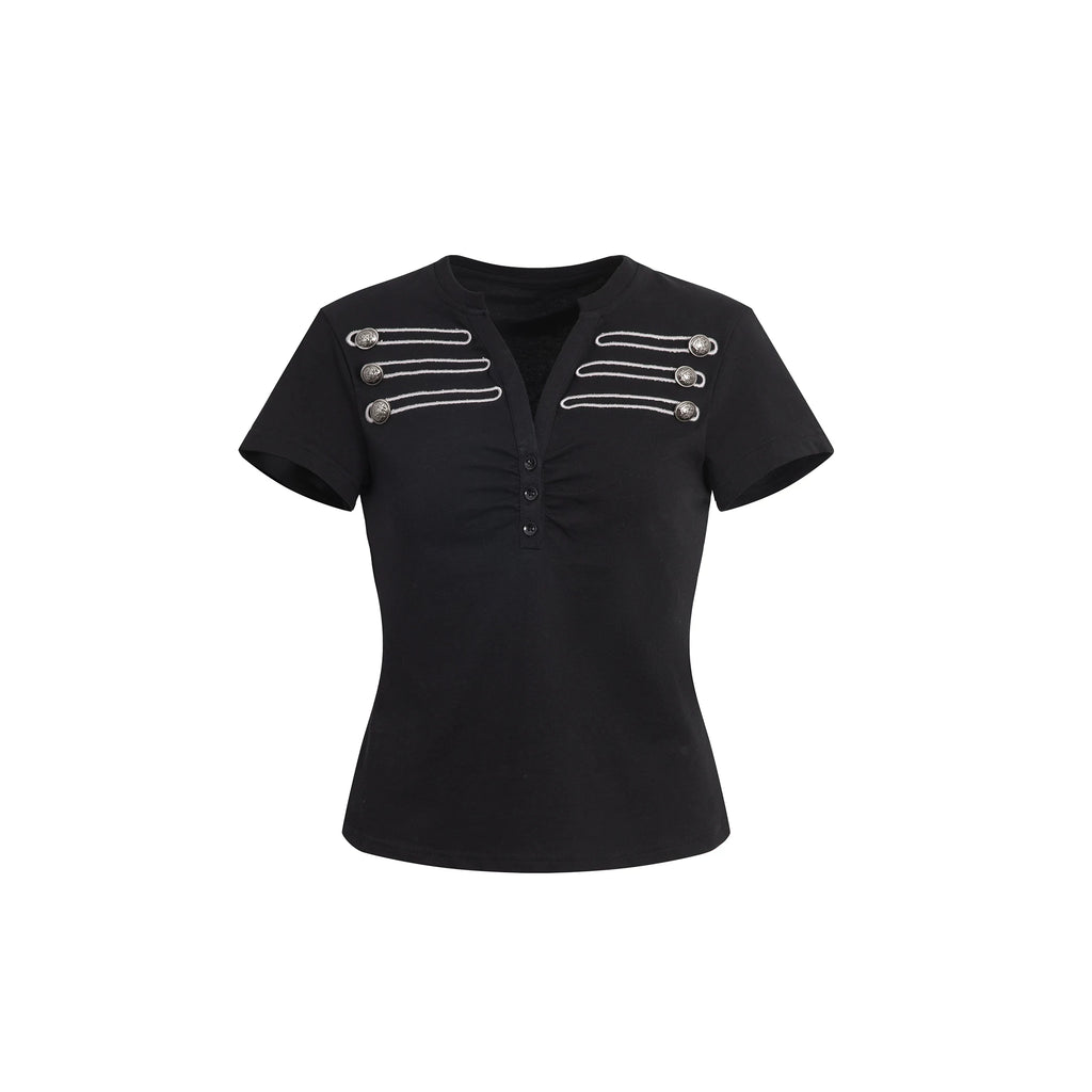 DoublePunch Vintage Embroidered Metal Buckle Slim Tee