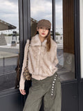 Mershier Vintage Loose Warm Knitted Spliced Fluffy Jacket