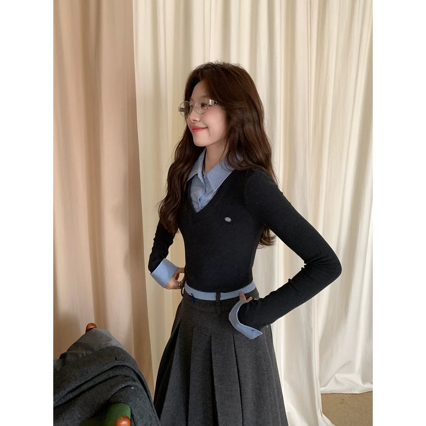 Even Academy Delicate Fake Two Knitted Sweater