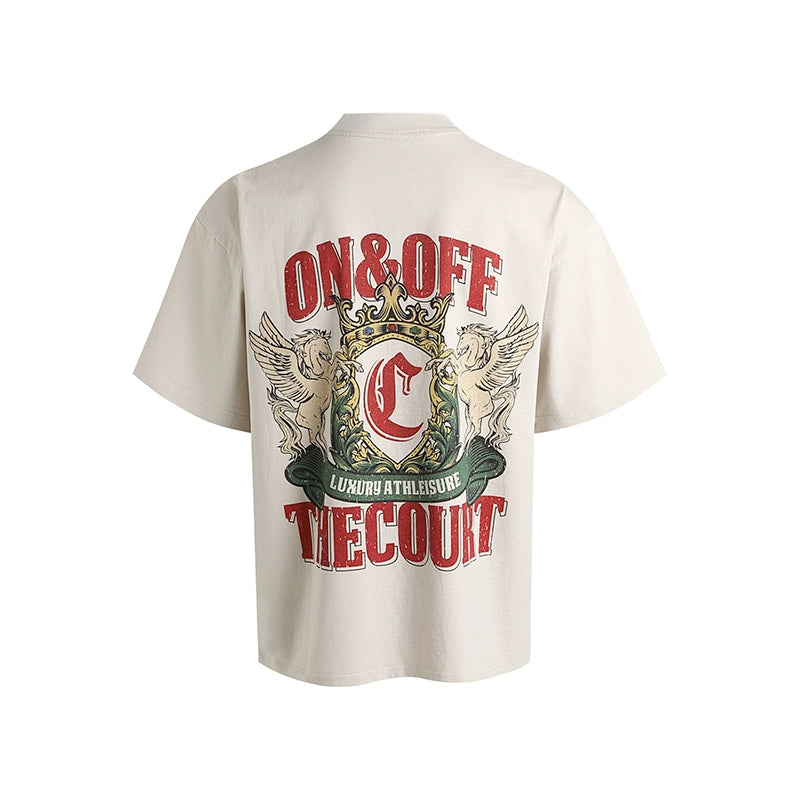 OOTC Retro Direct Injection Printing Small Neckline Tee