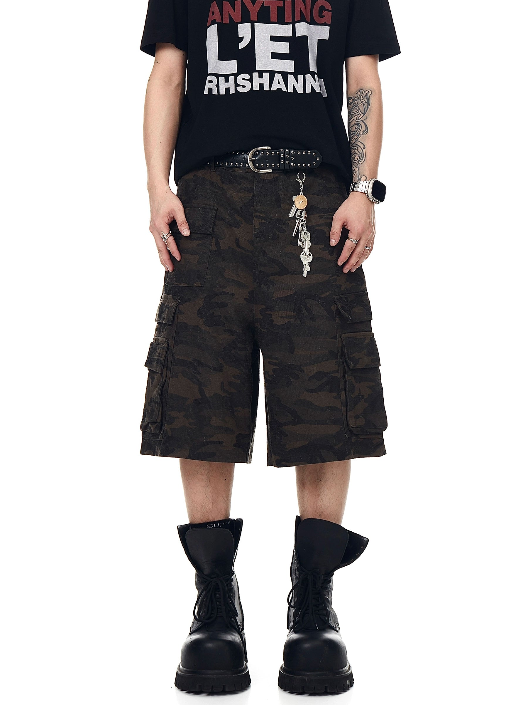 BLACKLISTS Old Camouflage Multi-pocket Tooling Shorts