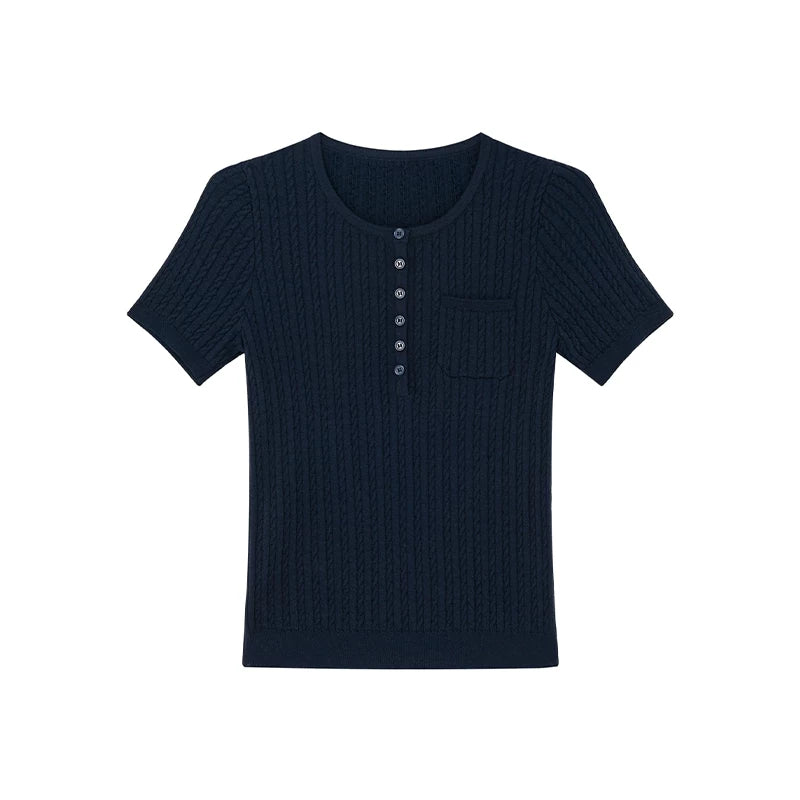 KANO Crew Neck Slim Fit Versatile Knitted Tee