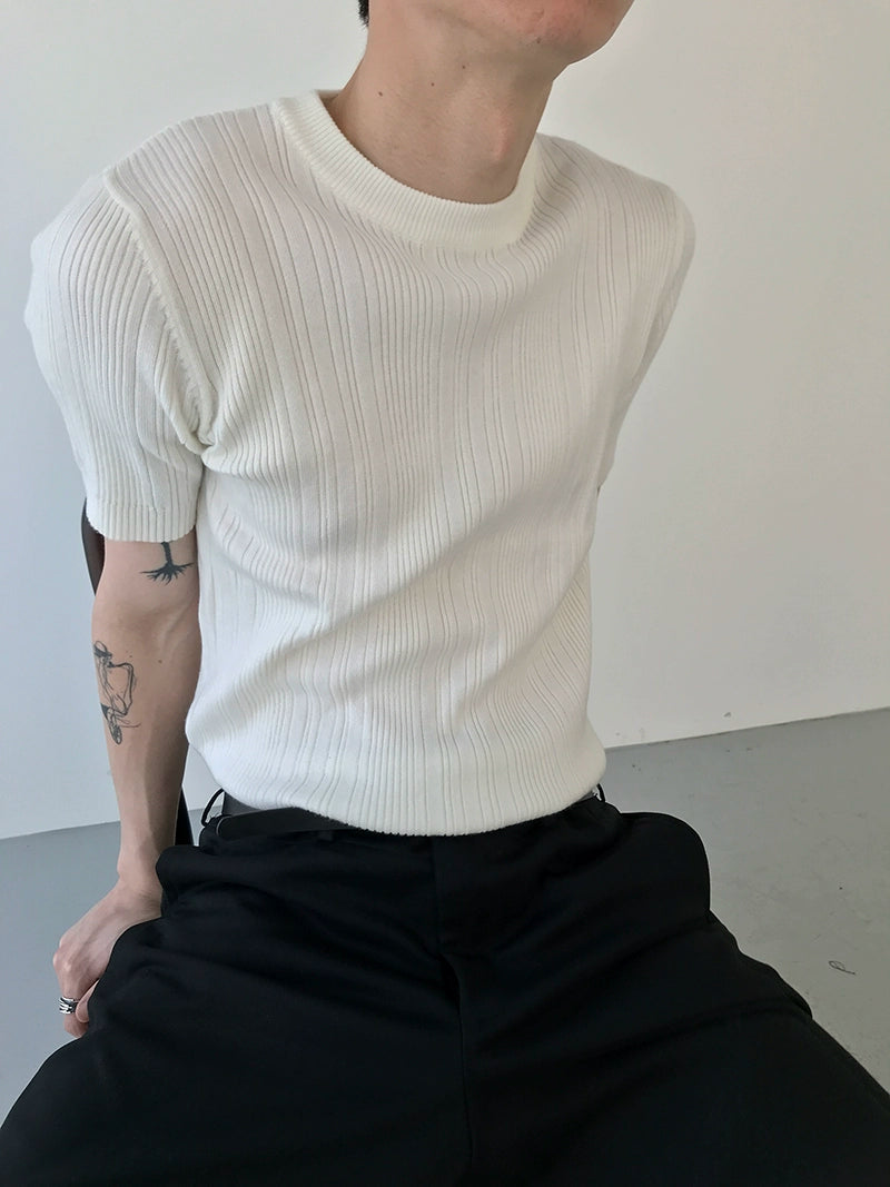 COLN Slim-fit Knitted Short Sleeves