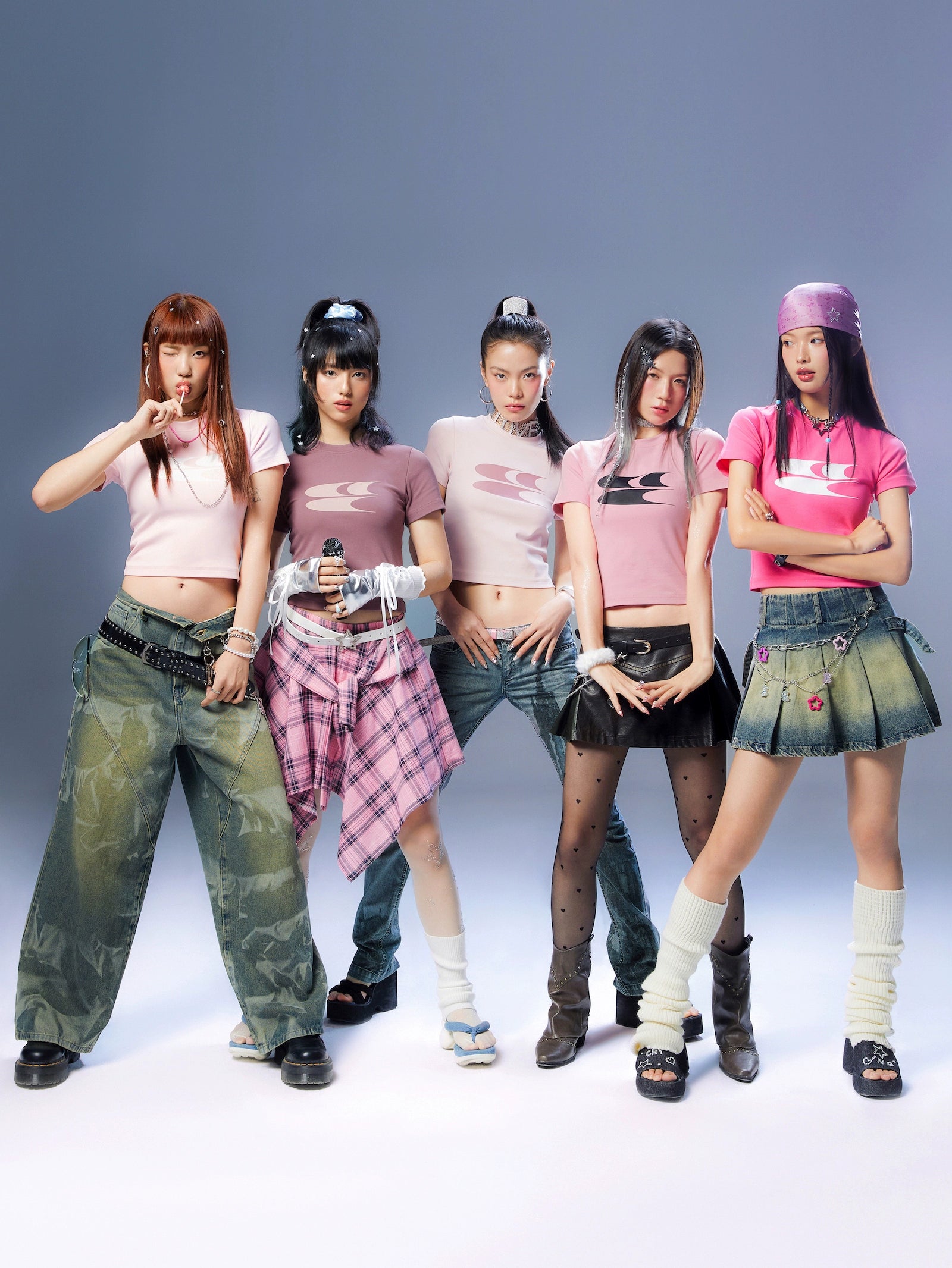 CryingCenter Y2k Millennial Babes Pink American Retro Crew Neck Slim Crop Top