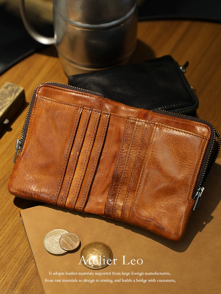 HALF WORK tanned leather wallet