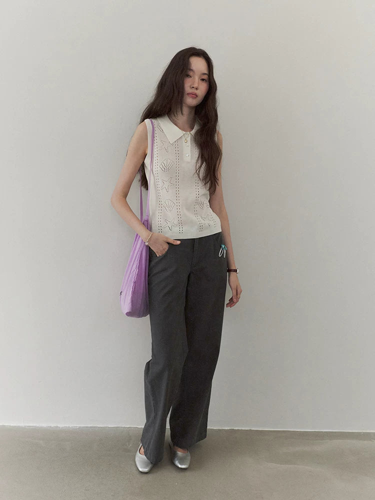 VOOE Jacquard Hollow Thin Knitted Vest