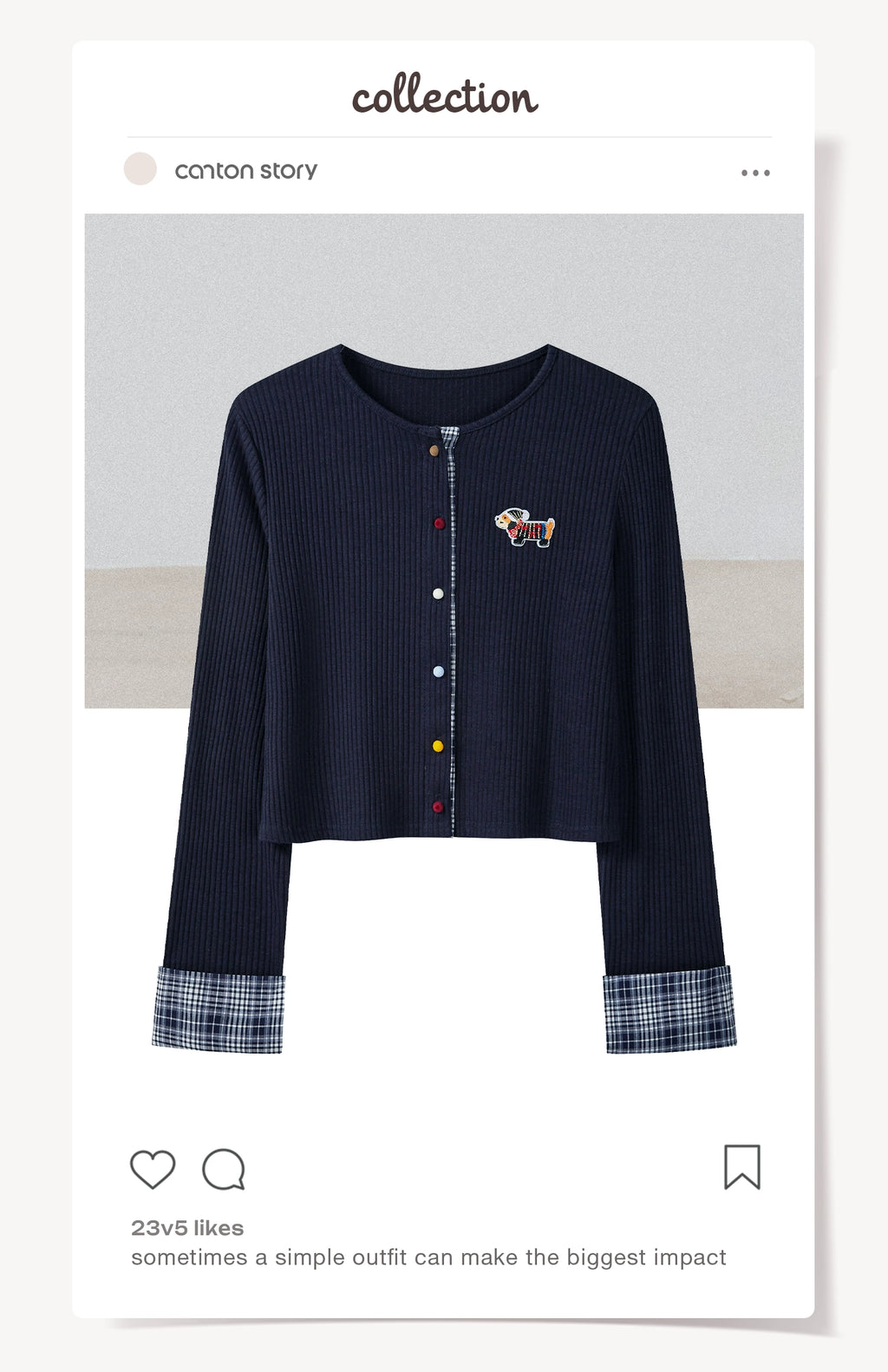 Cantonstory Color Button Knitted Slim-Fit Cardigan