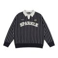 CHANYOOU Vintage Polo Neck Striped Knitted Sweater