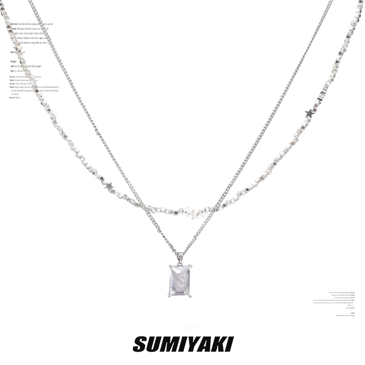 SUMIYAKI Double Layer Stacked Light Luxury Beaded Clavicle Chain