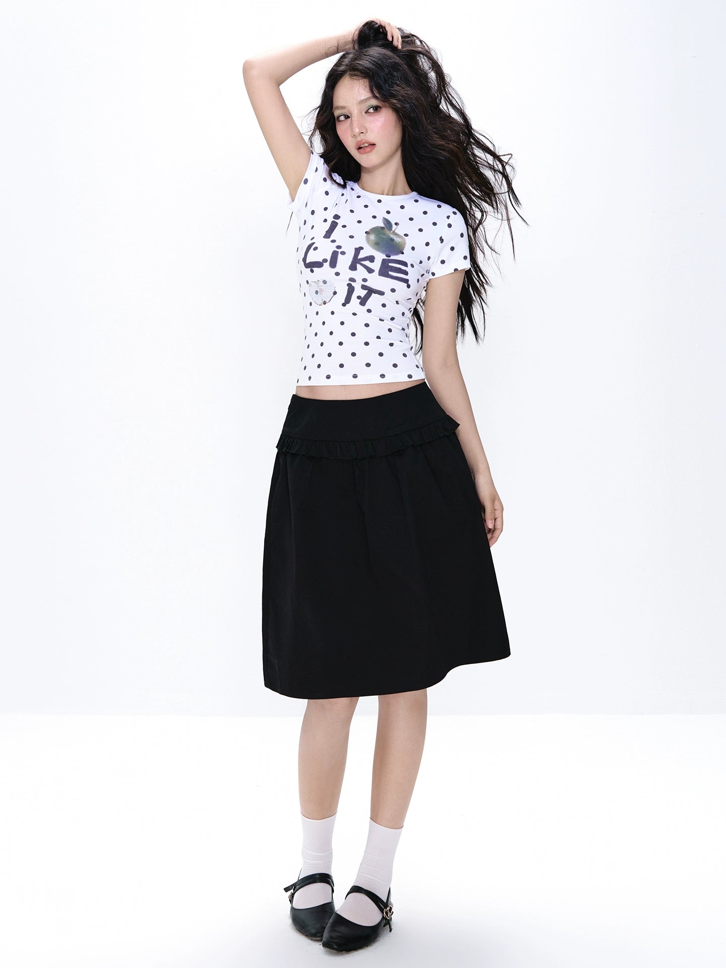 NECY Versatile Loose Casual A-word Skirt Vertical Short Skirt