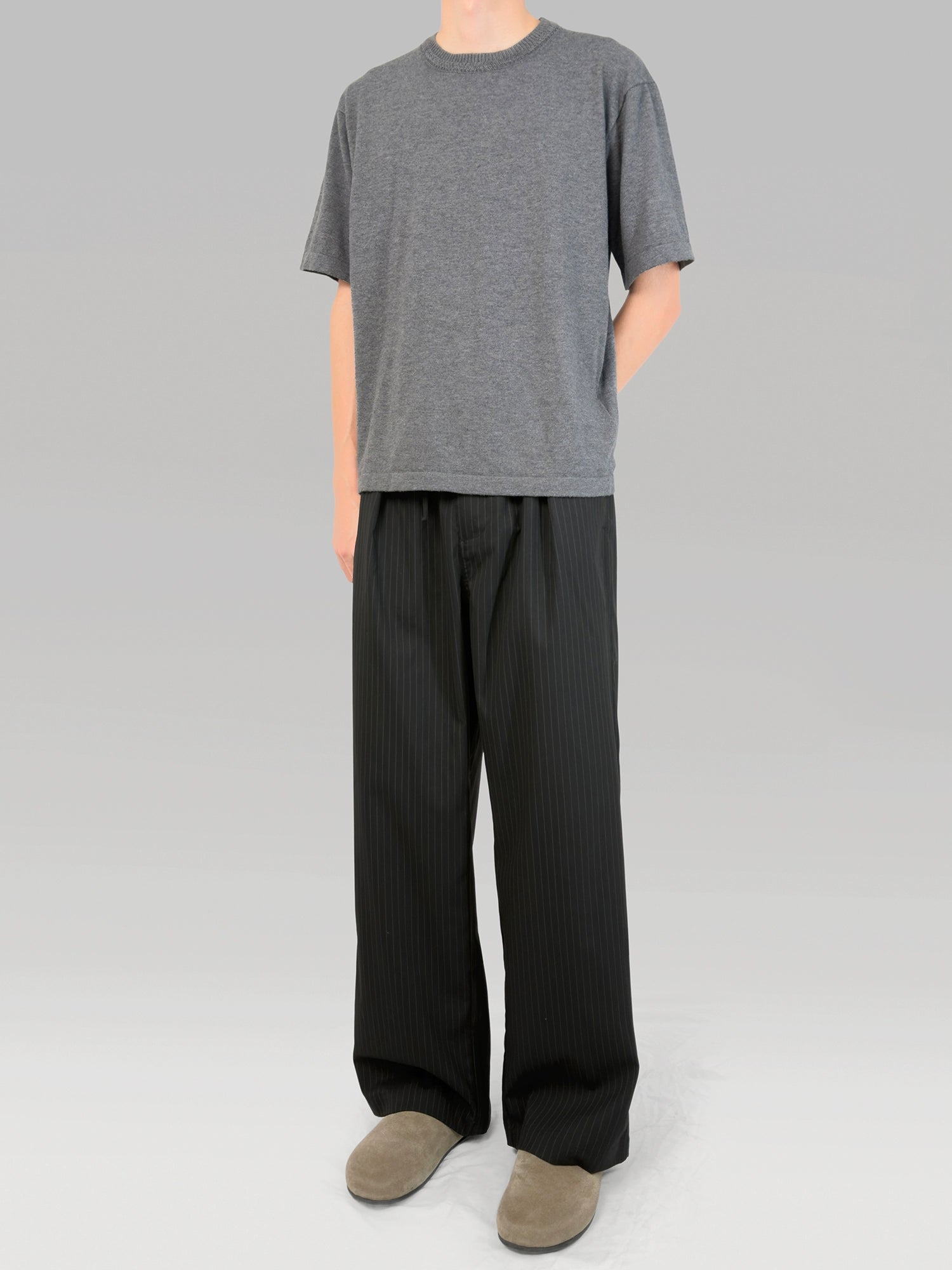 PLUS NO LOGO Striped Loose Straight Trousers