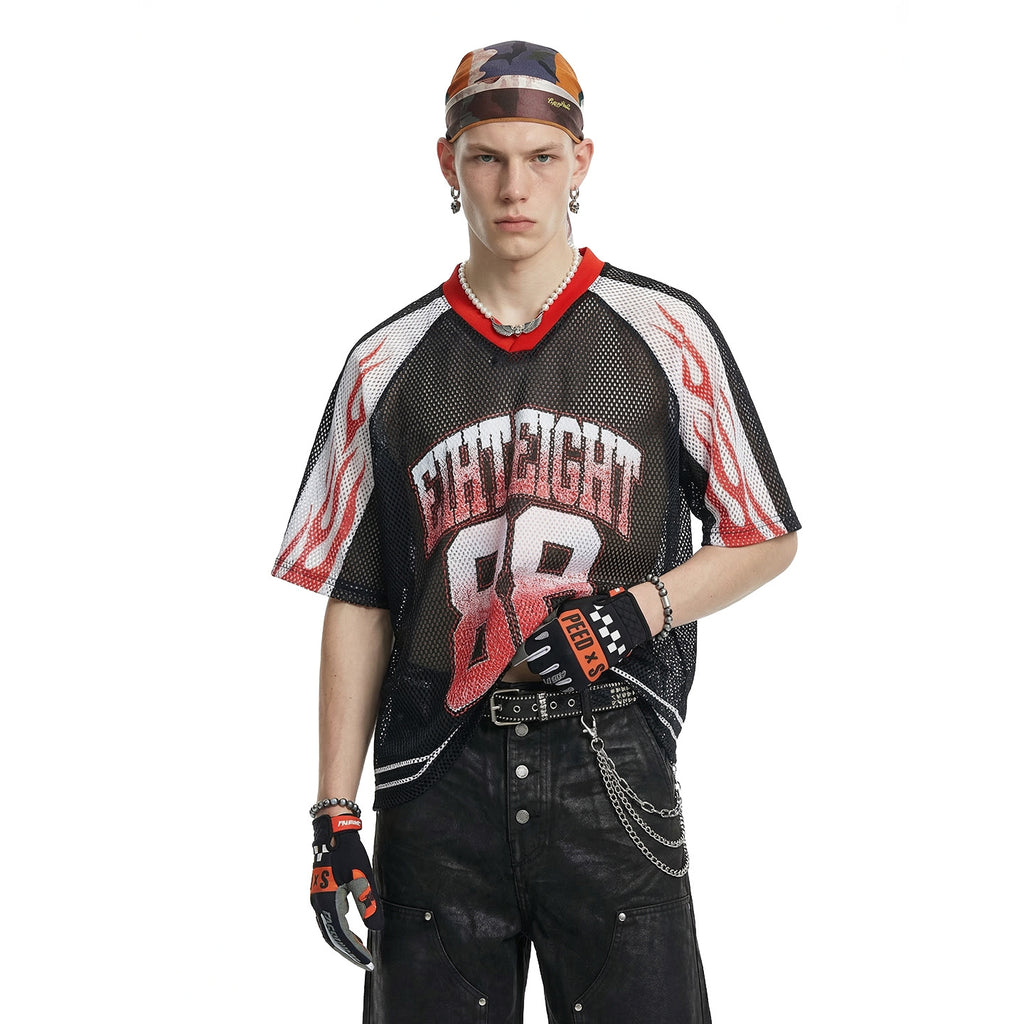 Inflation Flame Printing Loose Breathable Tee