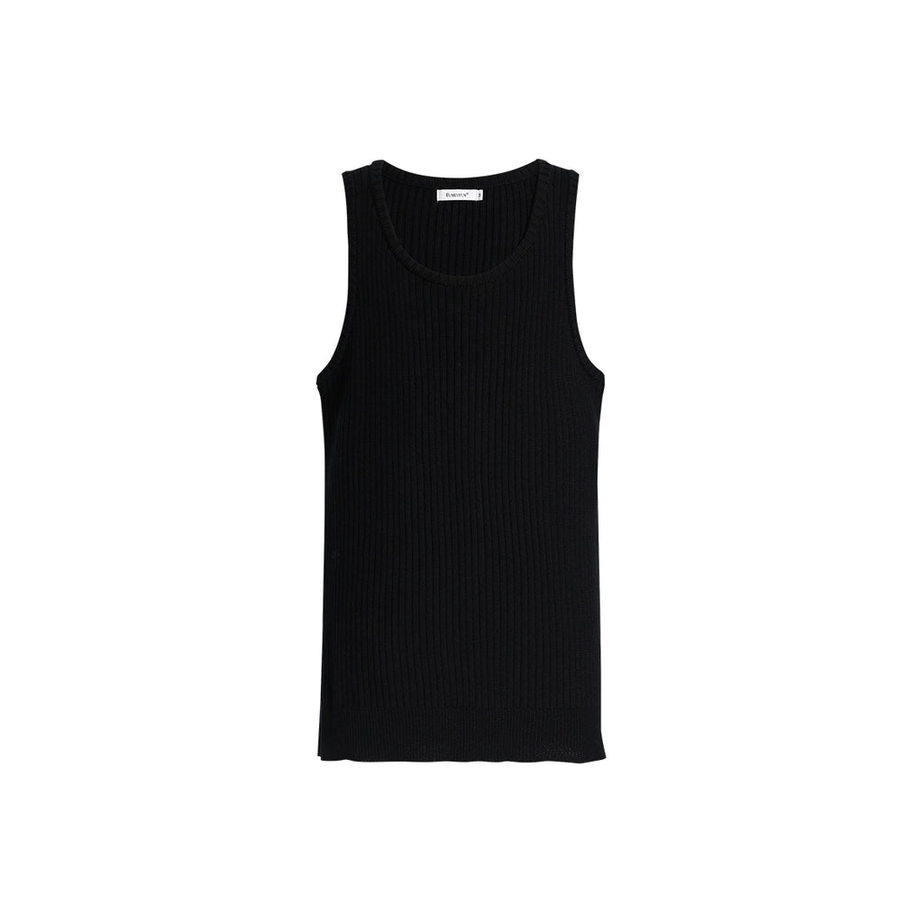 FUNKYFUN Knitted Pit Strip U-neck Sleeveless Vest