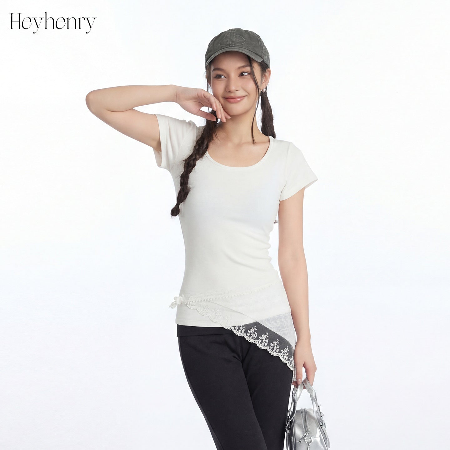 HeyHenry Square Neck Straight Shoulder Slim and Thin U Neck Tee