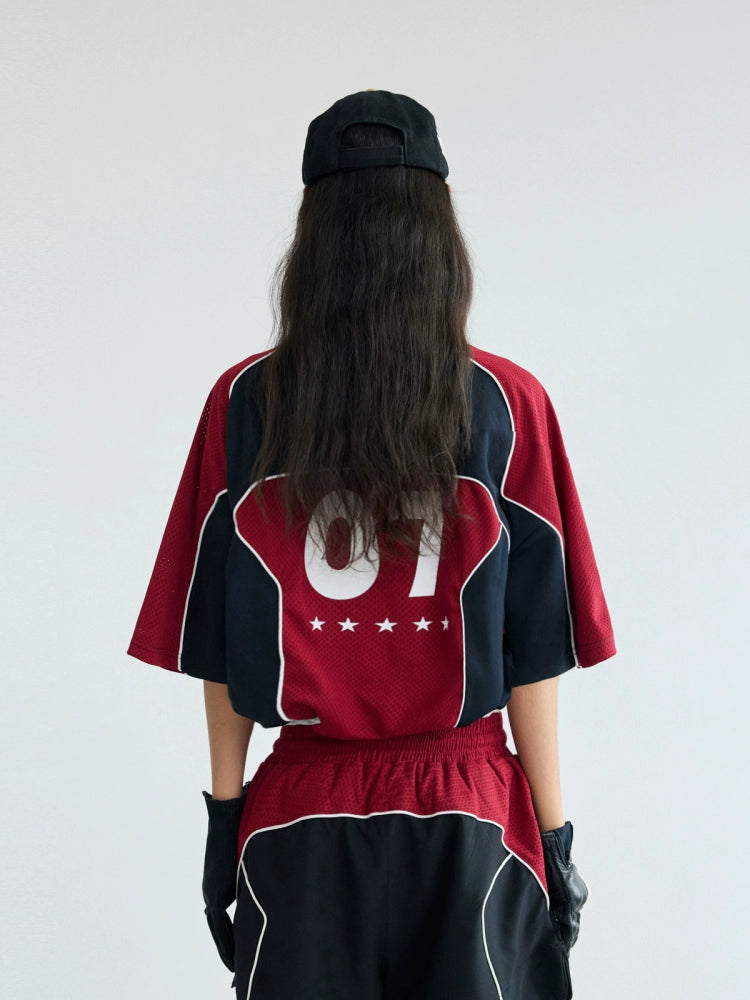 PEOPLESENSE Deconstruction Contrast Splicing Racing Quick Drying Tee