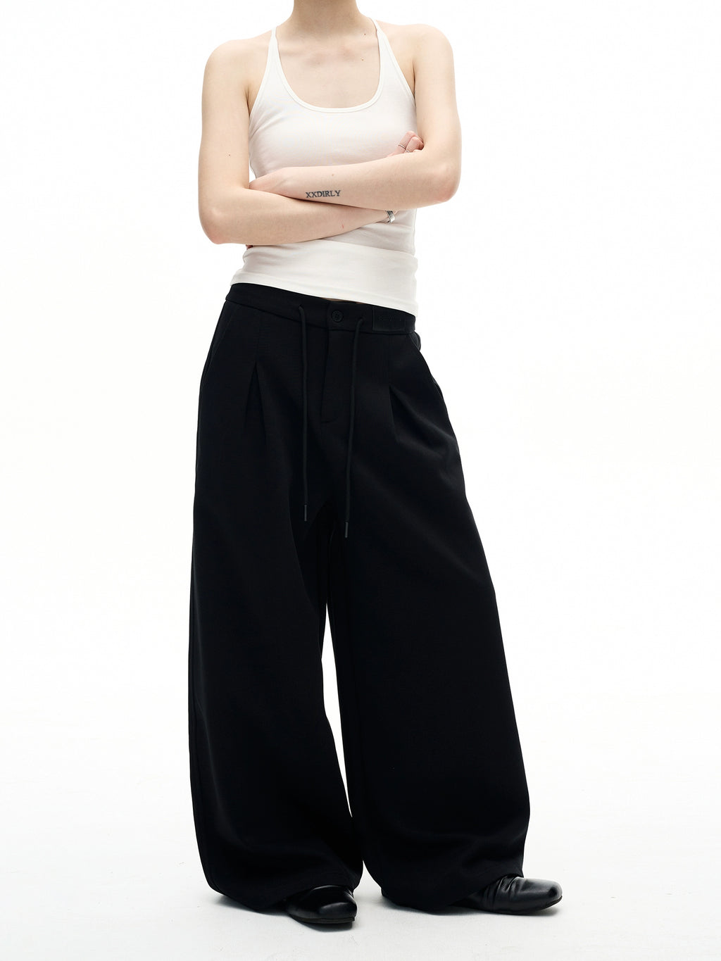 MADWITCH Vintage Drape Wide-leg Versatile Double-pleated Slacks