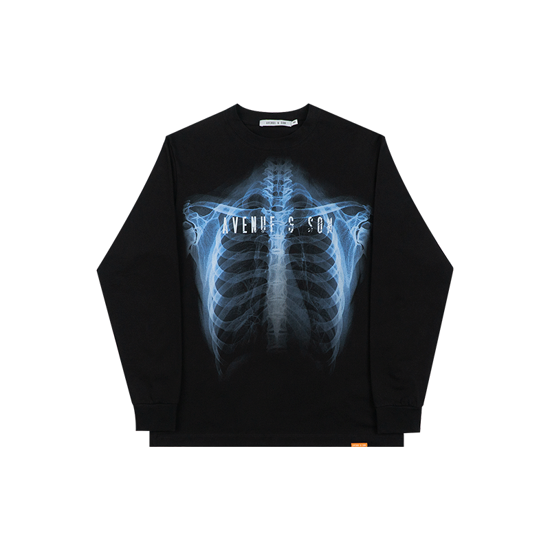 AVENUESON X-ray Perspective Skeleton Printing Cotton Long Sleeve