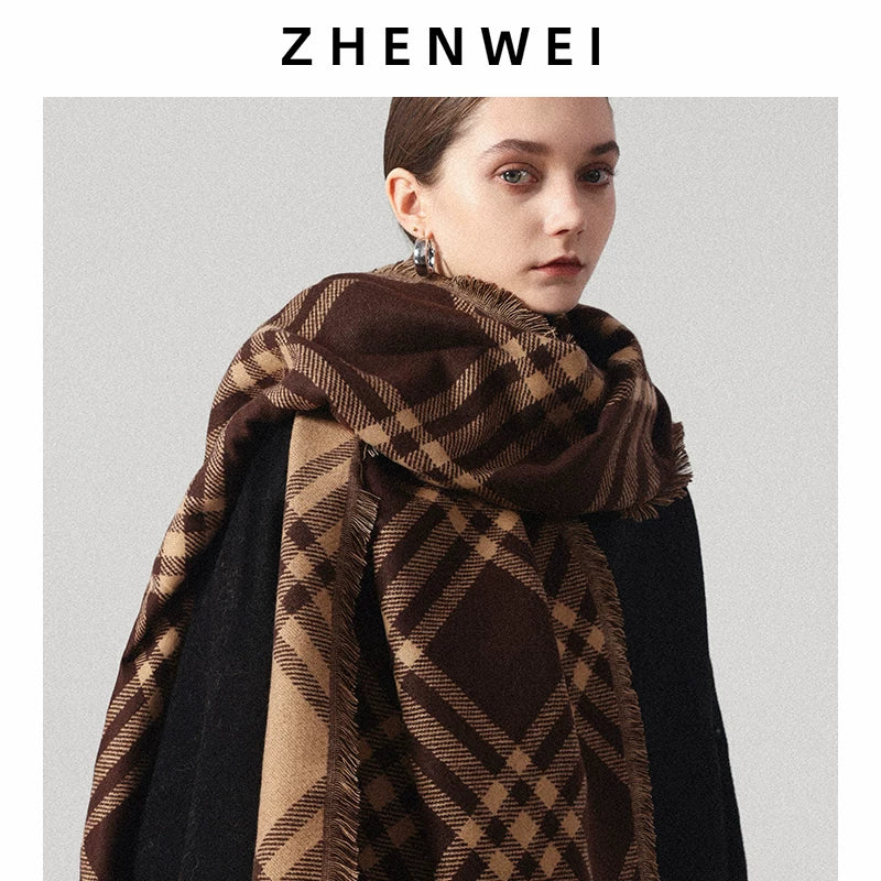 ZHENWEI Lengthened and Widened Shawl Plaid Striped Scarf