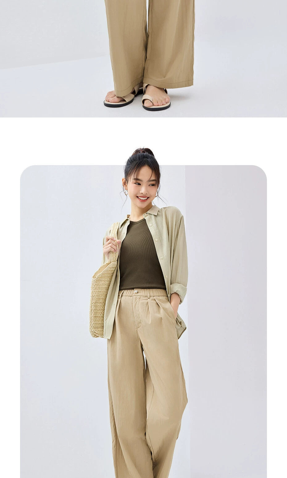 Giordano Pleated High-waisted Loose and Lazy Trousers