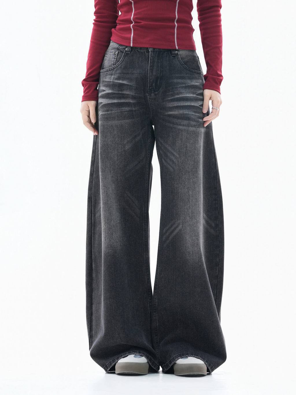 Zuocisankon Retro Cat Whisker Straight Jeans