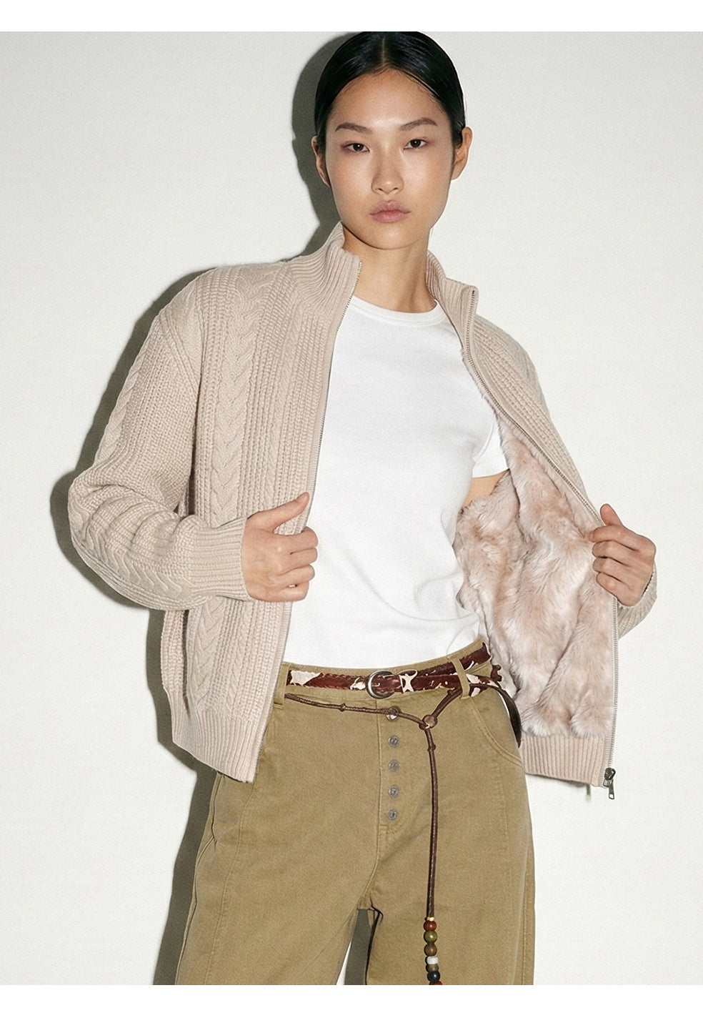 MADEEXTREME Vintage Knitted Stand-up Neck Thickened Jacket