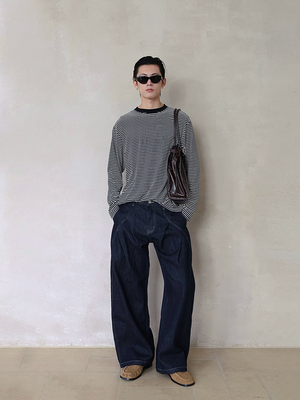 TERRAINCOGNITA Striped Crew Neck Loose Casual Long Sleeve