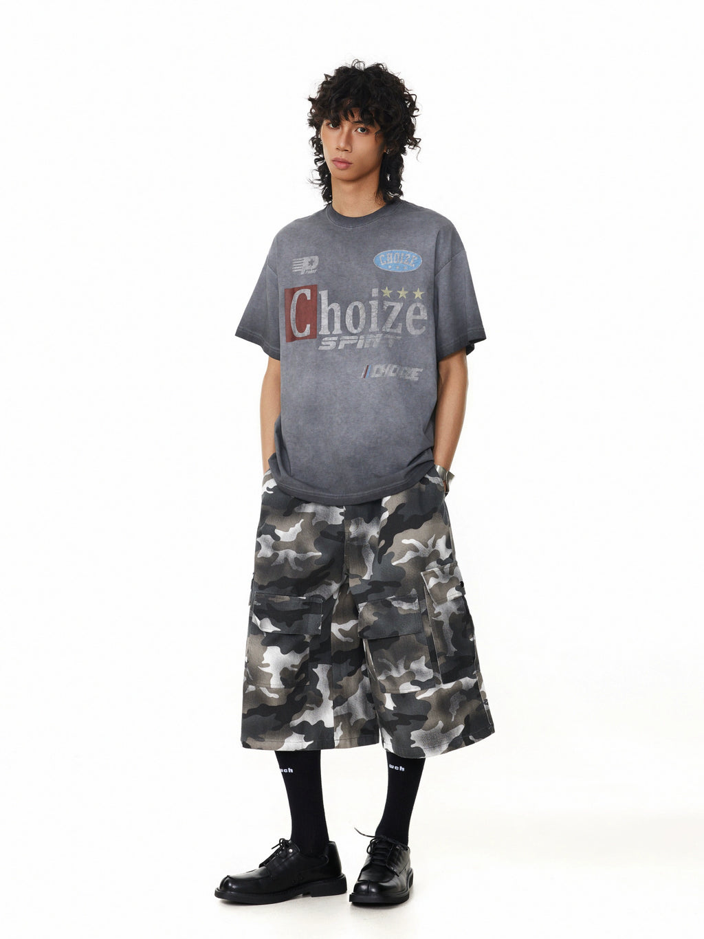 BTSG Wash Old Gradual Change Color Retro Tee