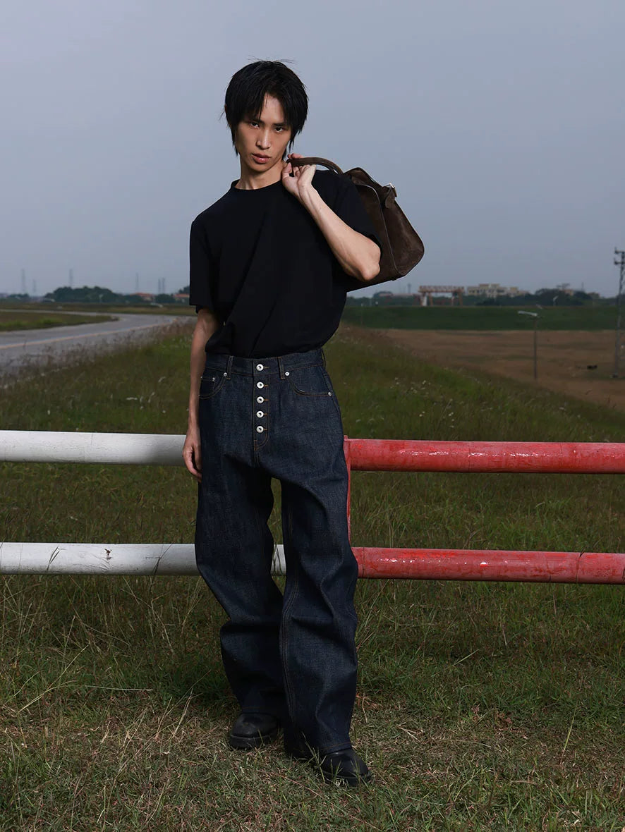 BigProduction Five-button Loose Straight Jeans