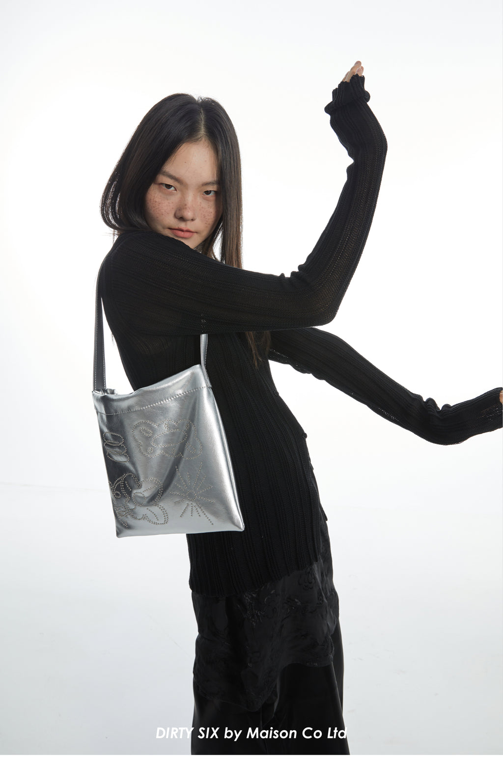 DirtySix Cow Split Leather bang bang franc small flower bag "FAFA" millet nail design