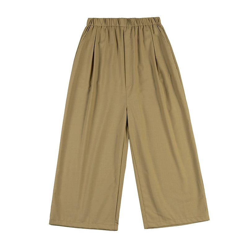 NOEARS Contrasting Stitching Elastic Waist Slacks