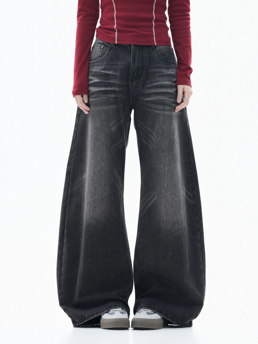 Zuocisankon Retro Cat Whisker Straight Jeans