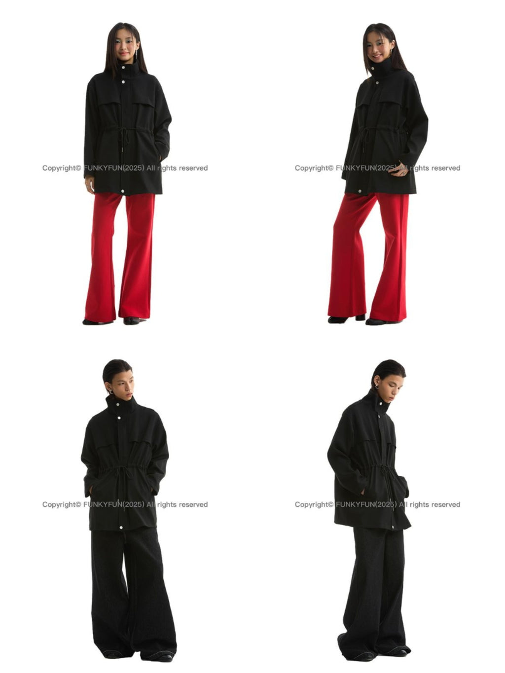 FUNKYFUN Medium and Long Stand-up Collar Suit Jacket