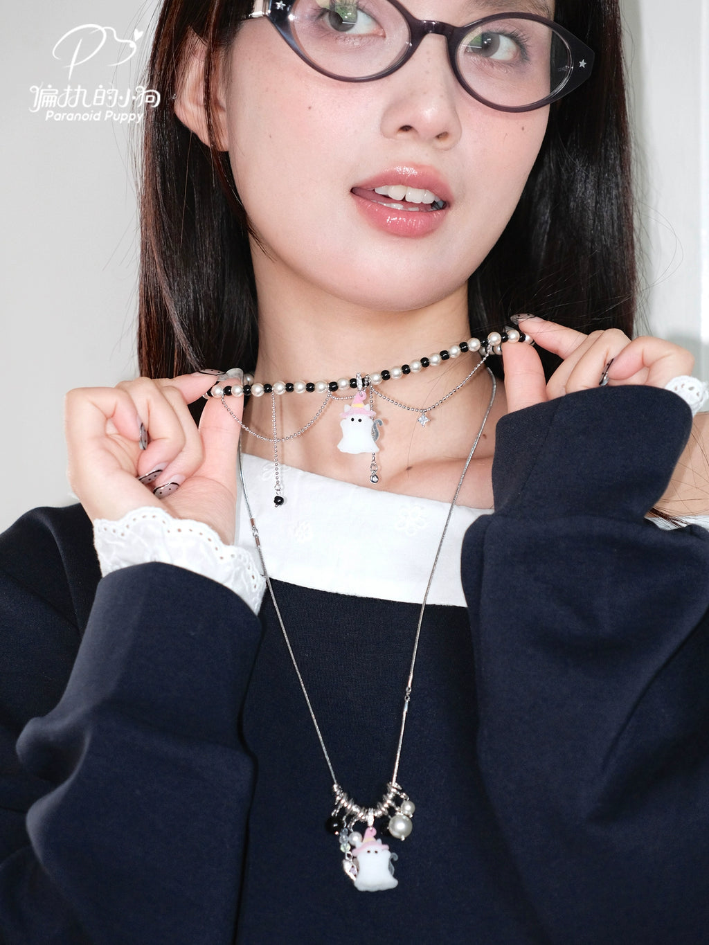 ParanoidP Ghost Cat Pendant Fashion Personality Necklace