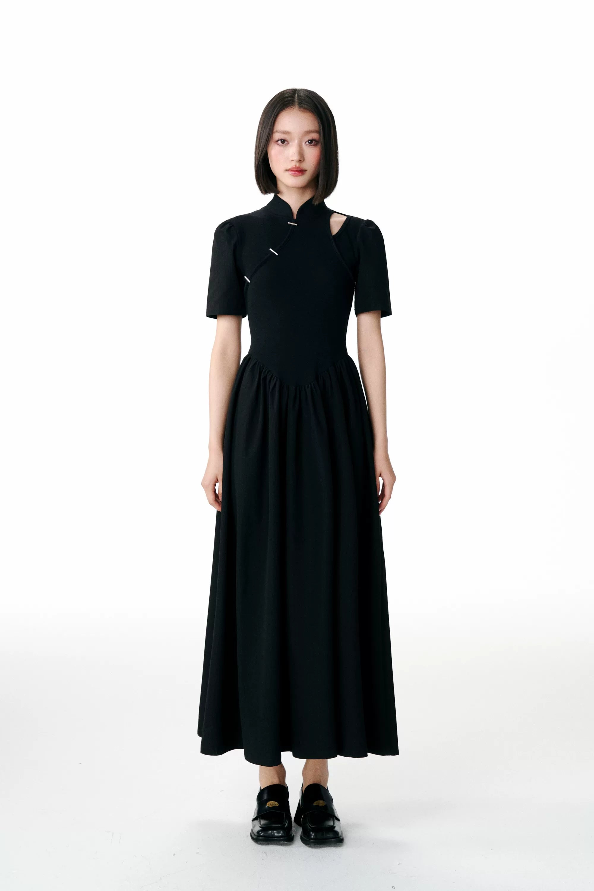 YEDM Metal Buckle Short-sleeved Dress