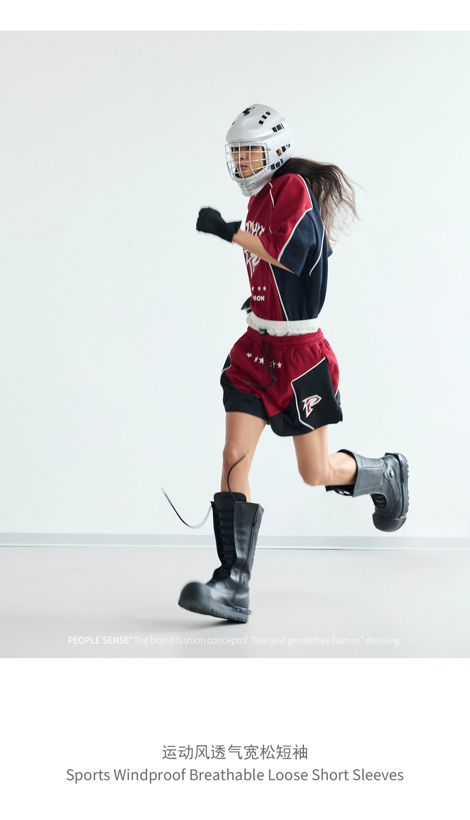 PEOPLESENSE Deconstruction Contrast Splicing Racing Quick Drying Tee