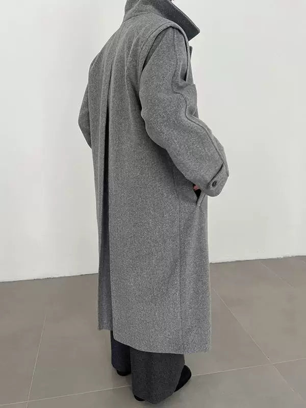 COLN Simple Long Single-breasted Coat