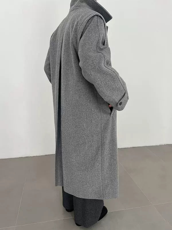 COLN Simple Long Single-breasted Coat